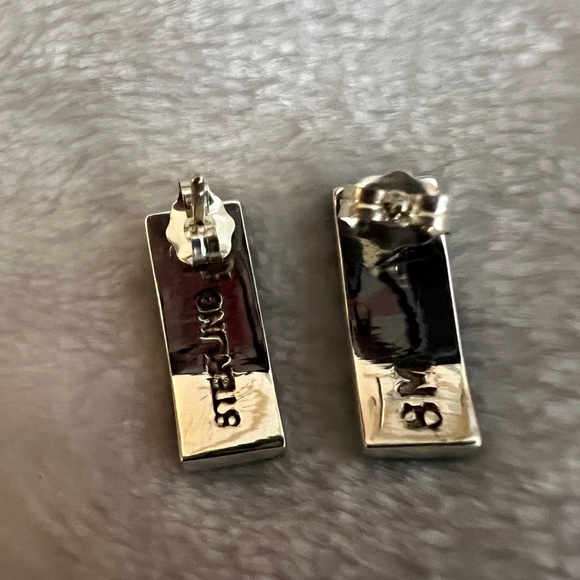 ❤️ Zuni Mojave Turquoise & Lab Opal Inlaid Earrings 925 Native Signed “8M” - Picture 3 of 8